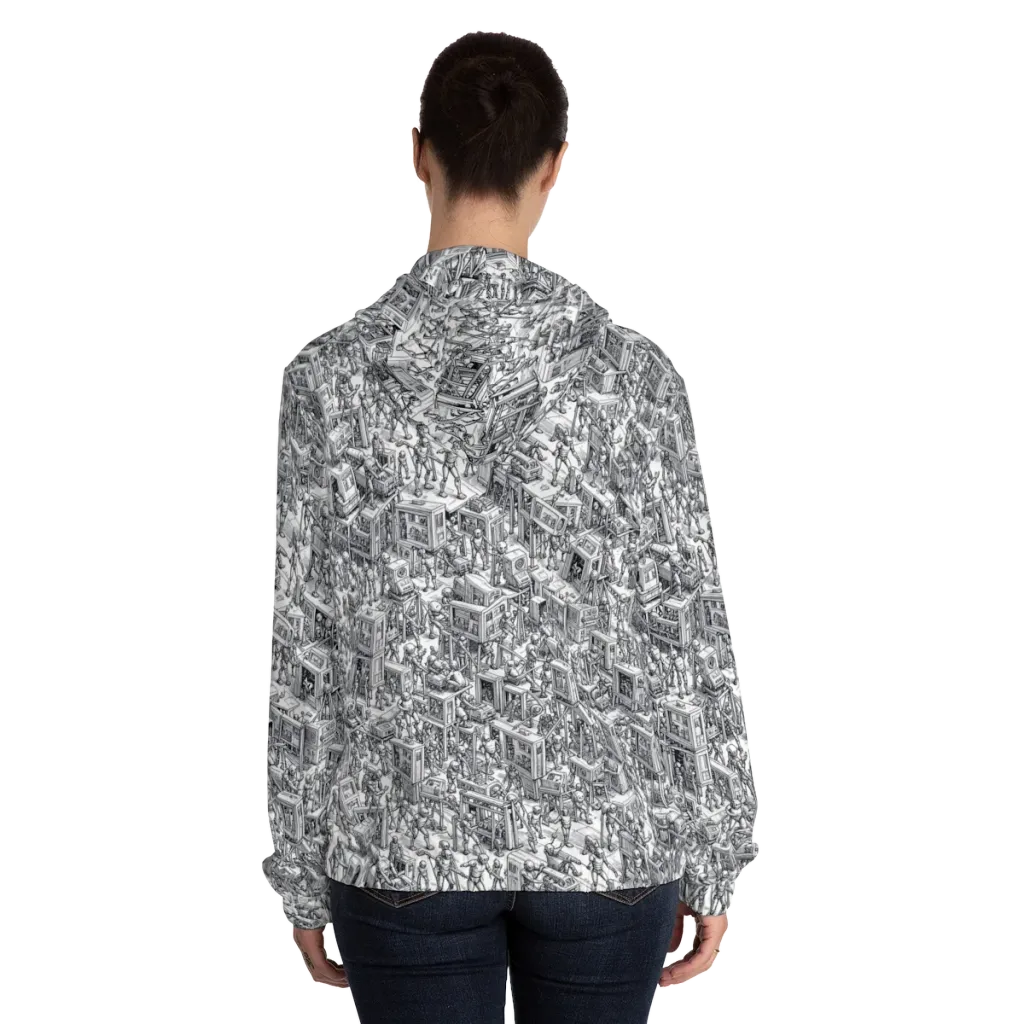 Machina Menagerie on Women's Full-Zip Hoodie — Back On Person