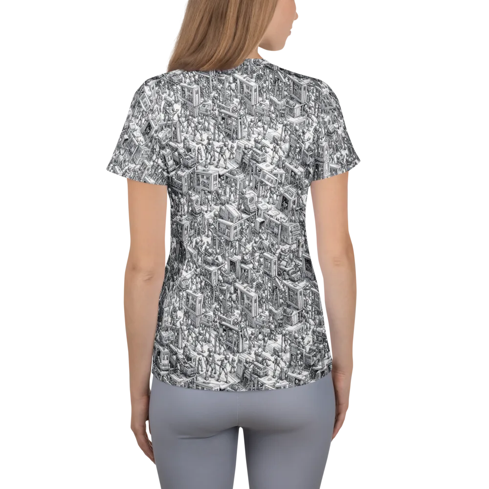 Machina Menagerie on Women's Athletic T-Shirt — Back
