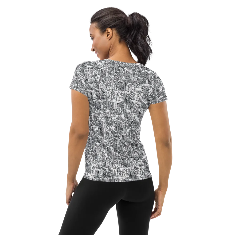 Machina Menagerie on Women's Athletic T-Shirt — Back
