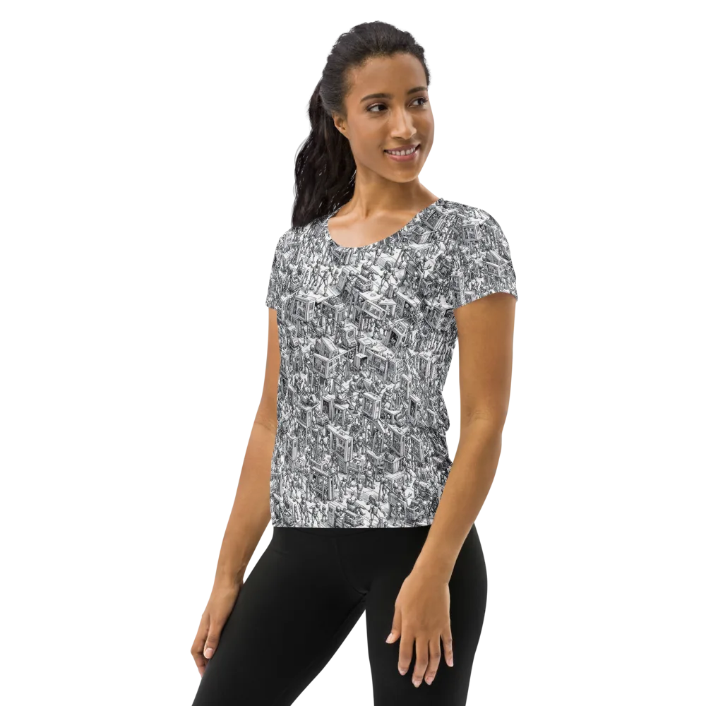 Machina Menagerie on Women's Athletic T-Shirt — Left