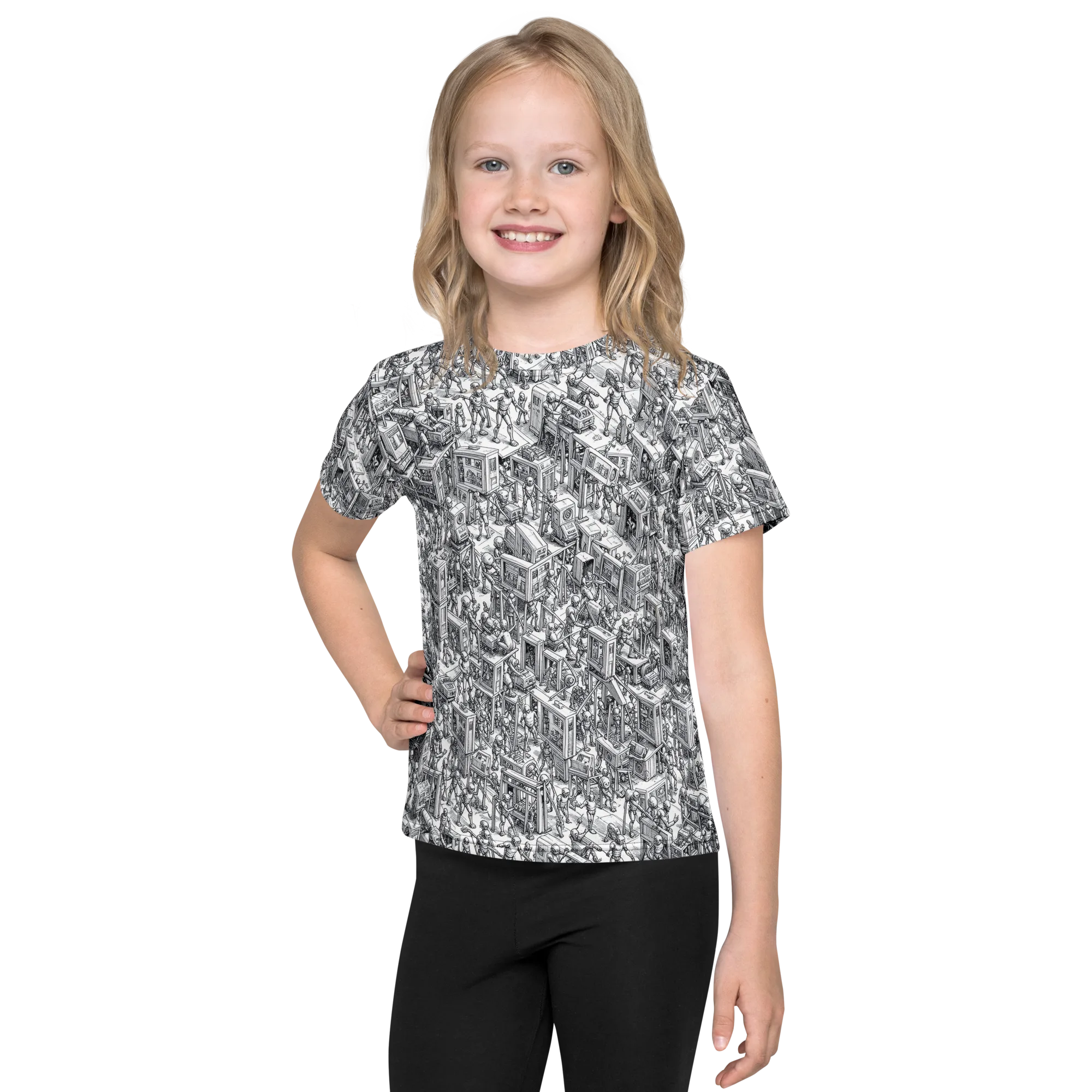 Machina Menagerie on Kids Crew Neck T-Shirt — Front