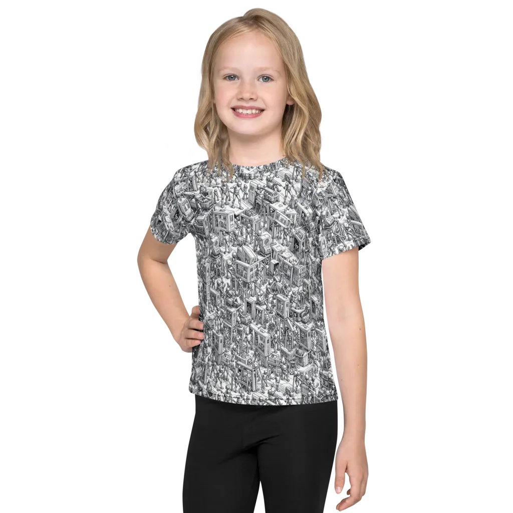 Machina Menagerie on Kids Crew Neck T-Shirt — Front