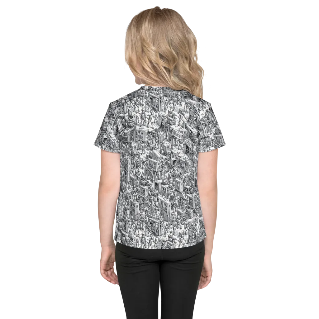 Machina Menagerie on Kids Crew Neck T-Shirt — Back