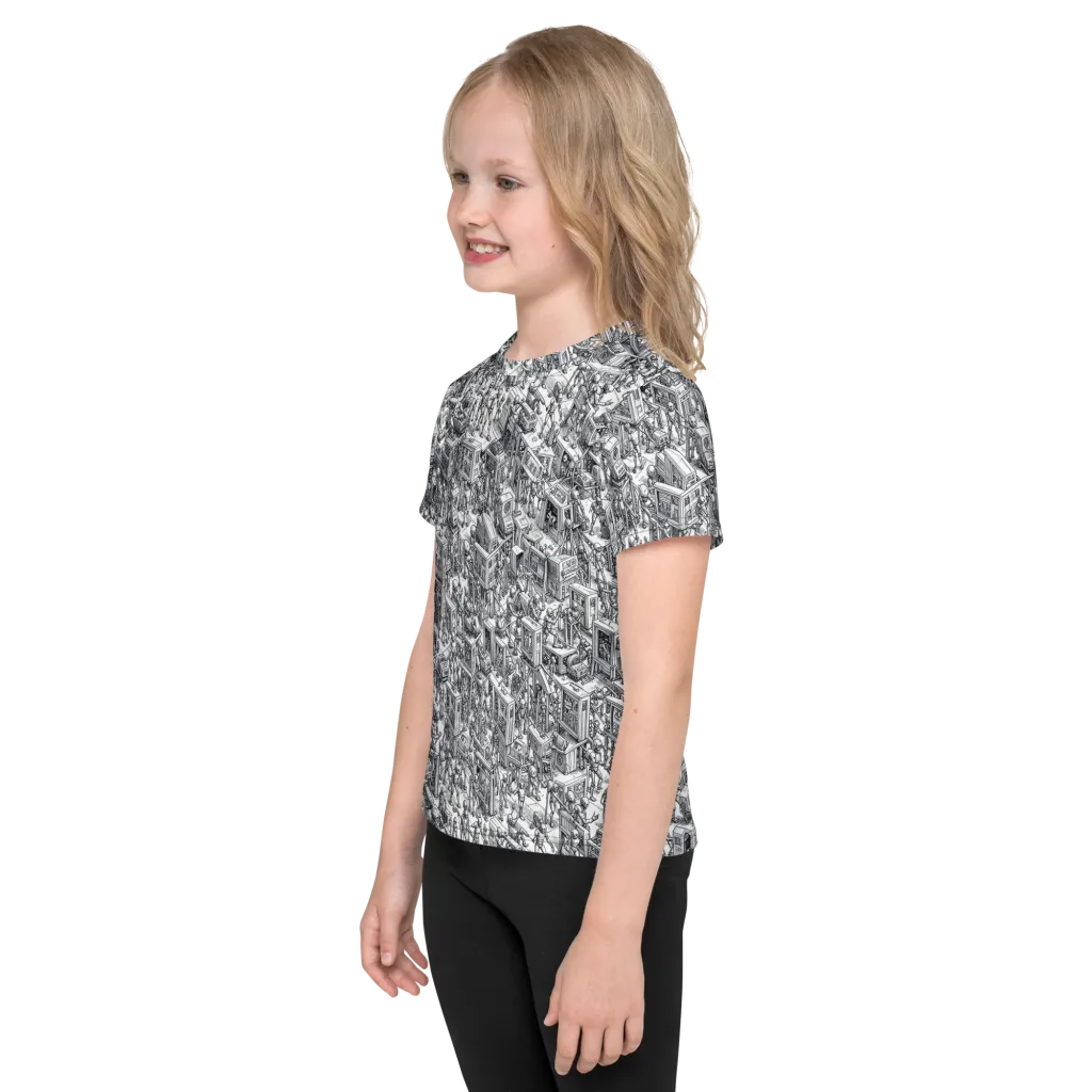 Machina Menagerie on Kids Crew Neck T-Shirt — Left