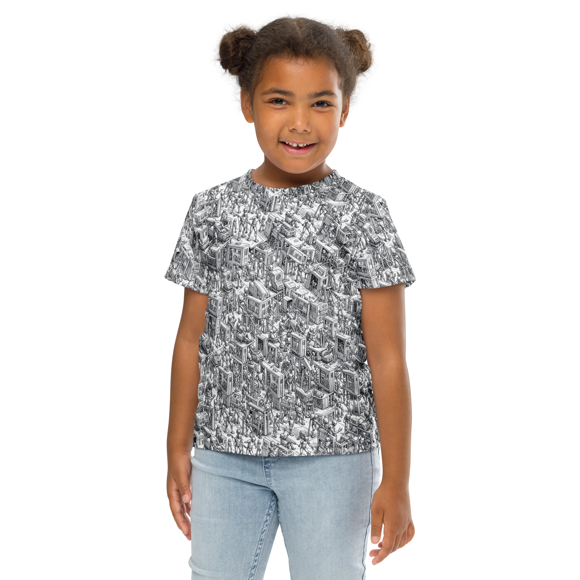 Machina Menagerie on Kids Crew Neck T-Shirt — Front