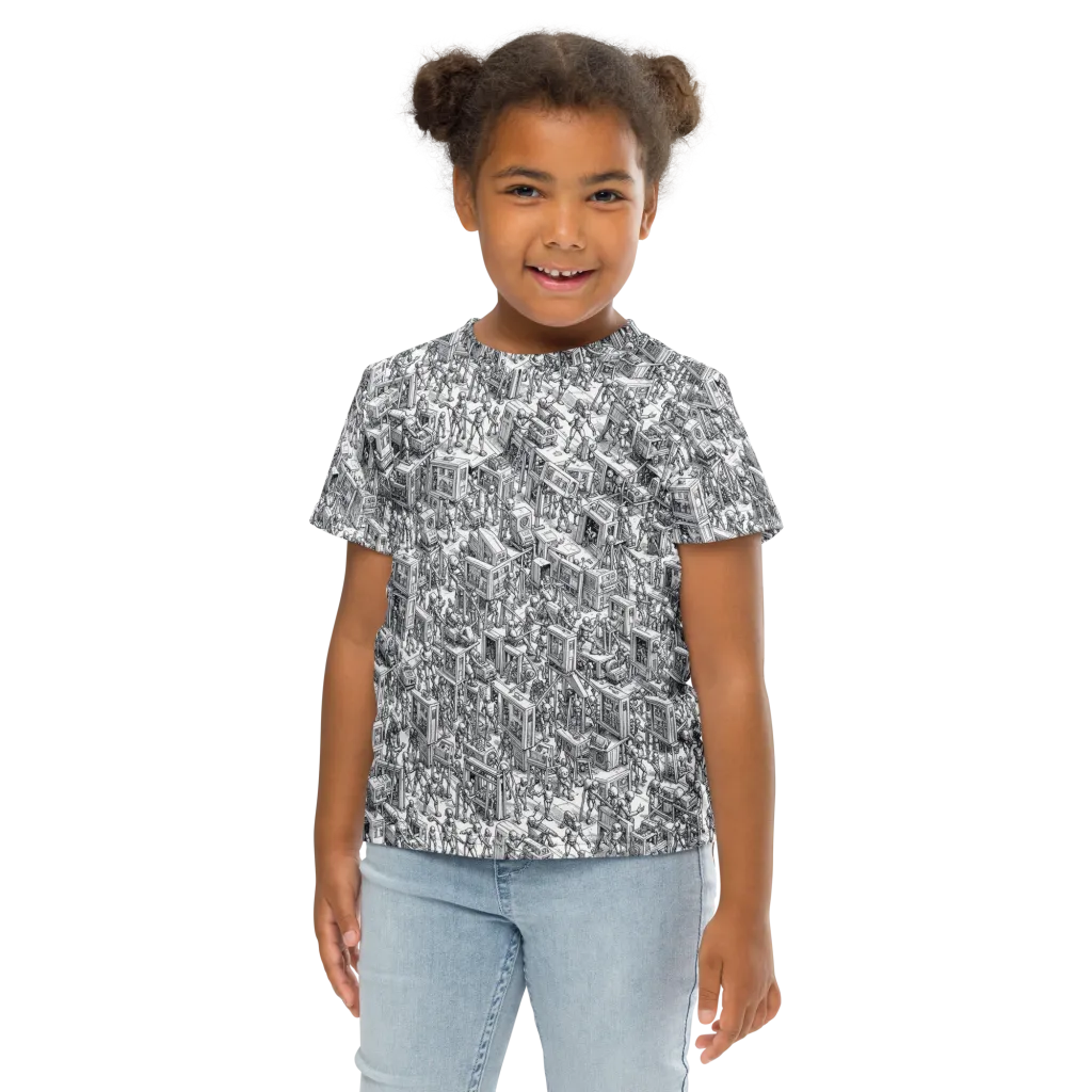 Machina Menagerie on Kids Crew Neck T-Shirt — Front