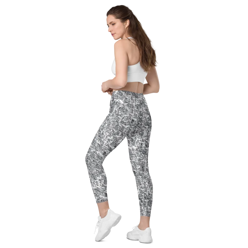Machina Menagerie on Leggings with Pockets — Left Back