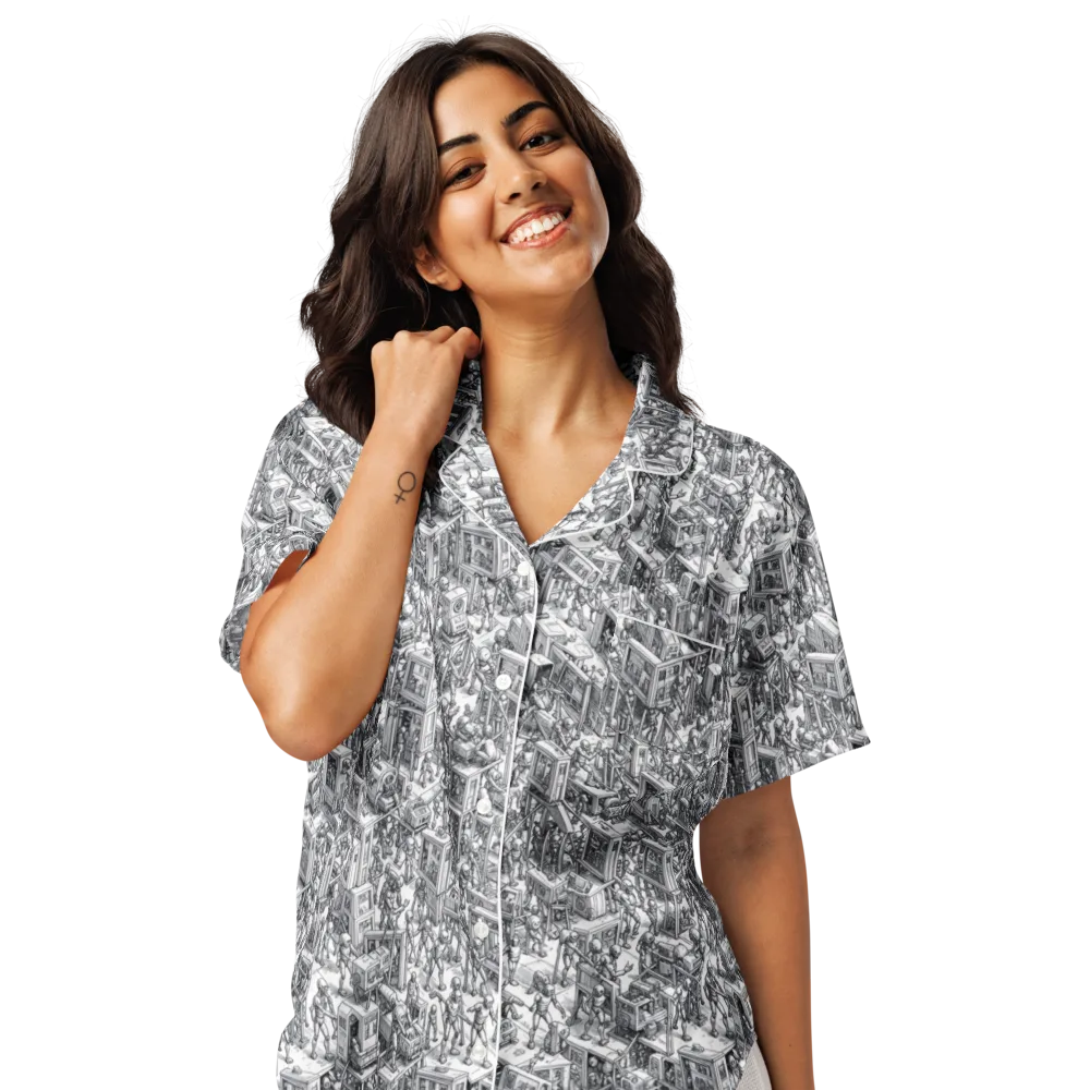 Machina Menagerie on Women's Short Sleeve Pajama Top — Front