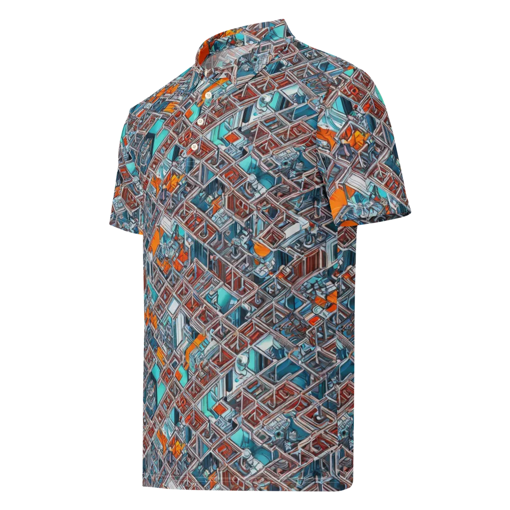 Vermilion Grid on Men's Slim Fit Polo Shirt — Left Front