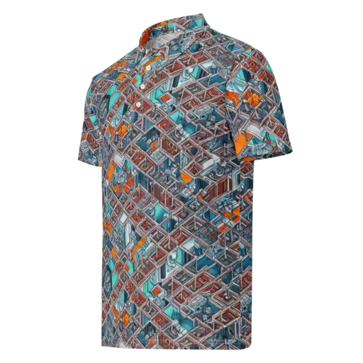 Vermilion Grid on a Men's Slim Fit Polo Shirt