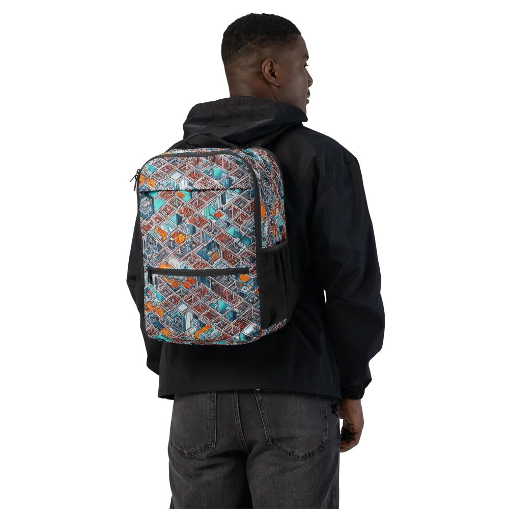 Vermilion Grid on Utility Backpack — Back