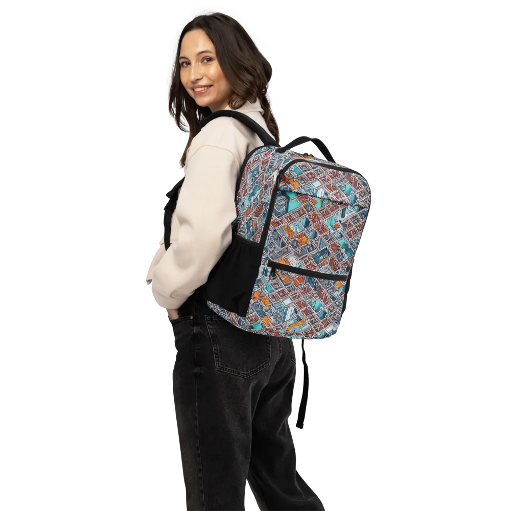 Vermilion Grid on Utility Backpack — Back