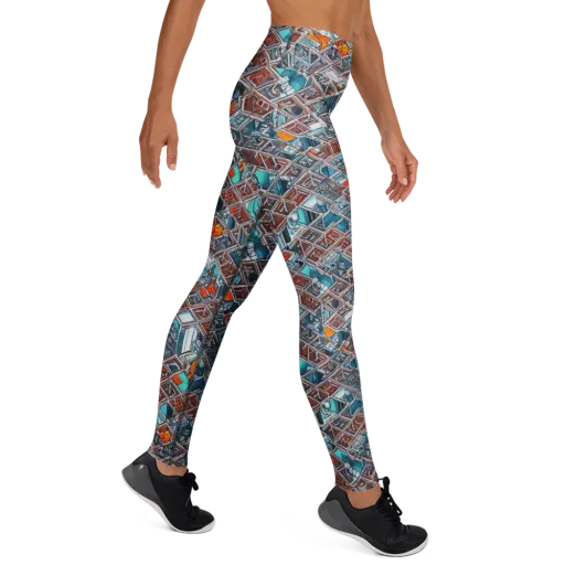 Vermilion Grid on a Yoga Leggings