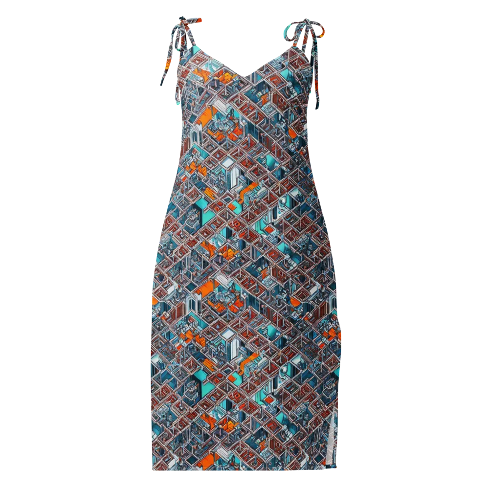 Vermilion Grid on Slip Dress — Front