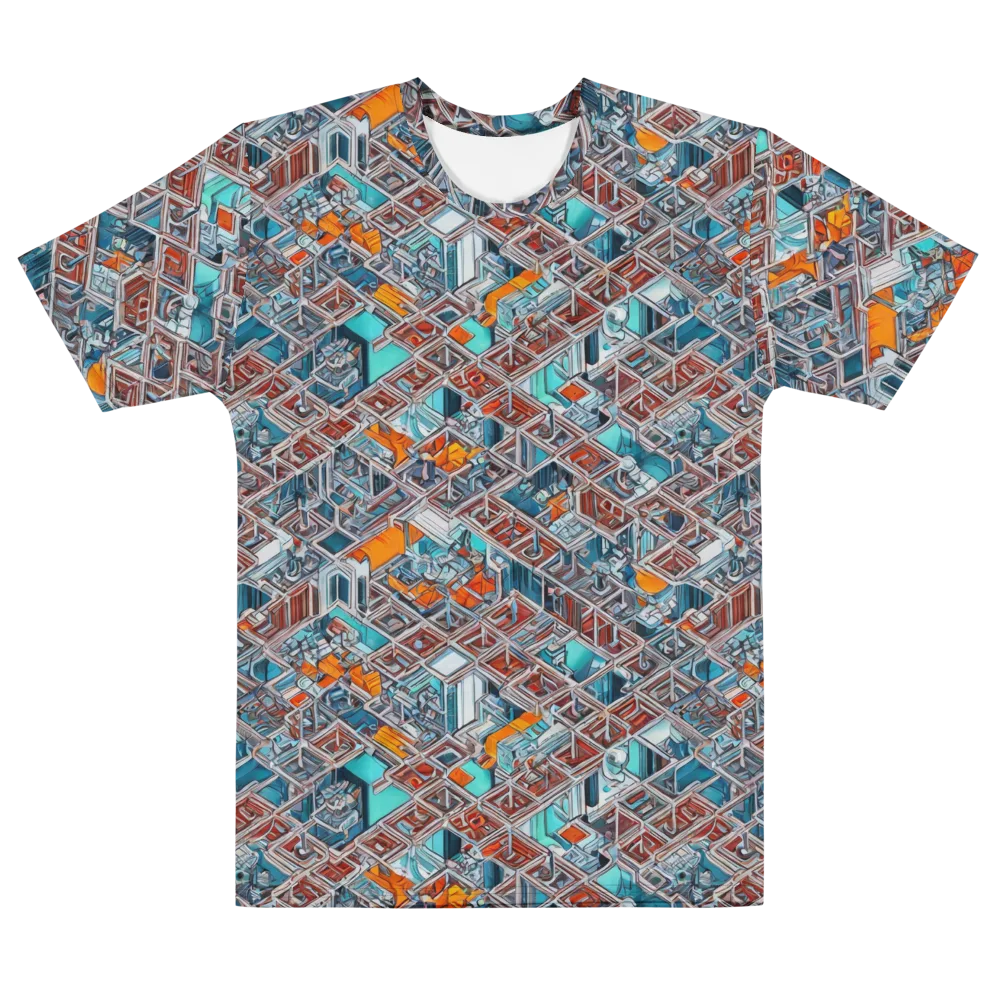 Vermilion Grid on Men's Cotton Crew Neck T-Shirt — Front