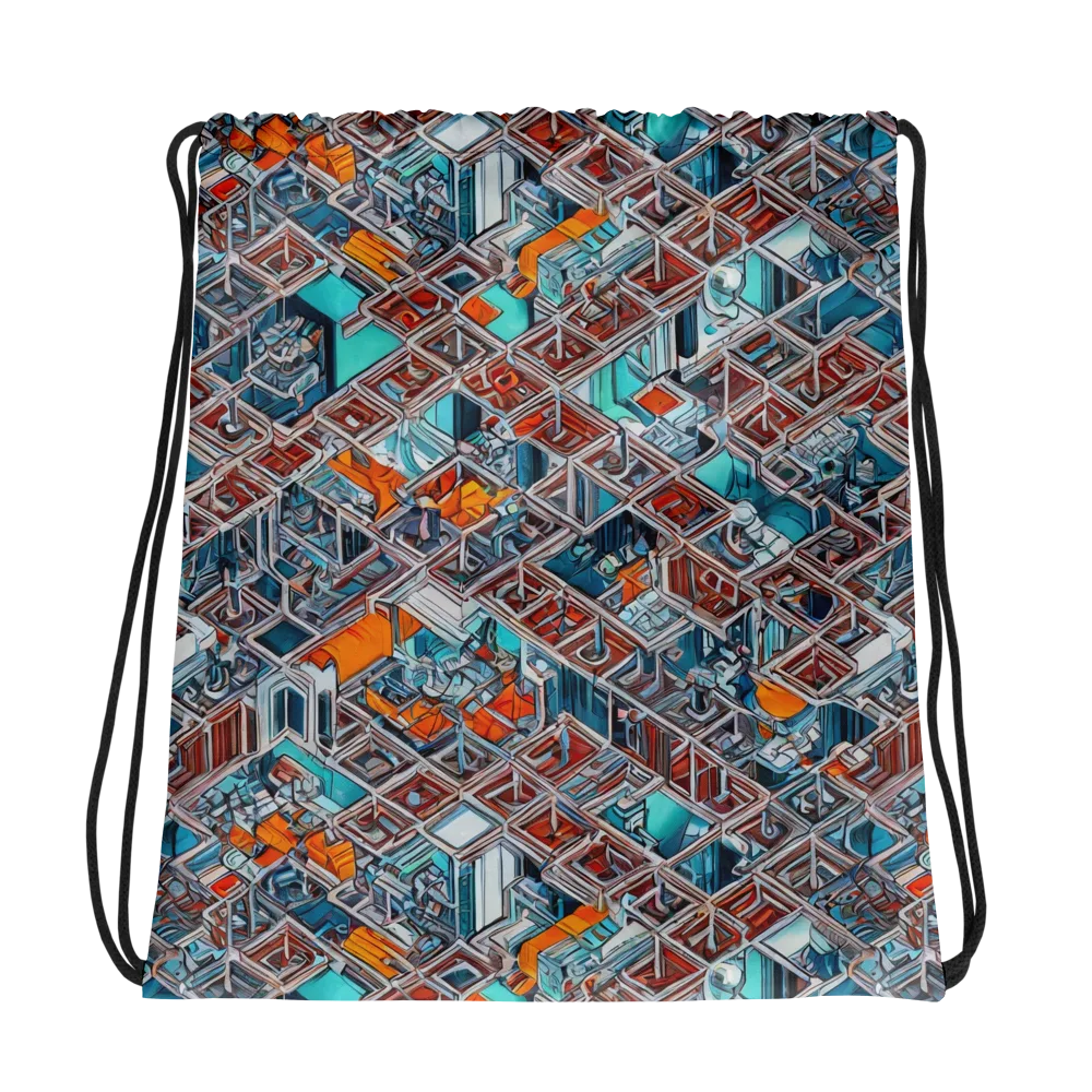 Vermilion Grid on Drawstring Bag — Photo