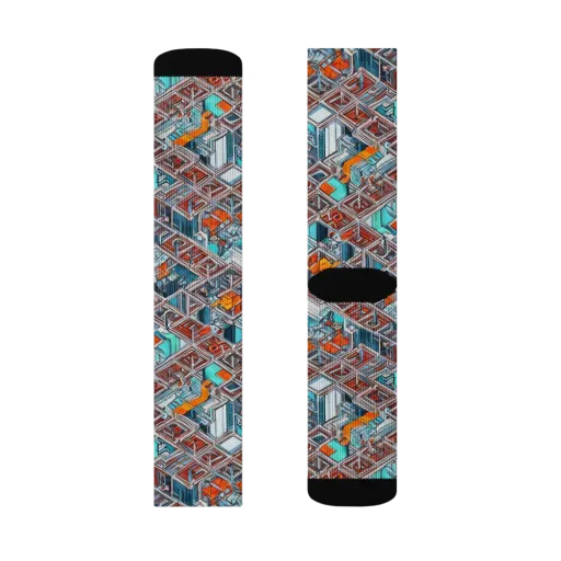 Vermilion Grid on a Socks