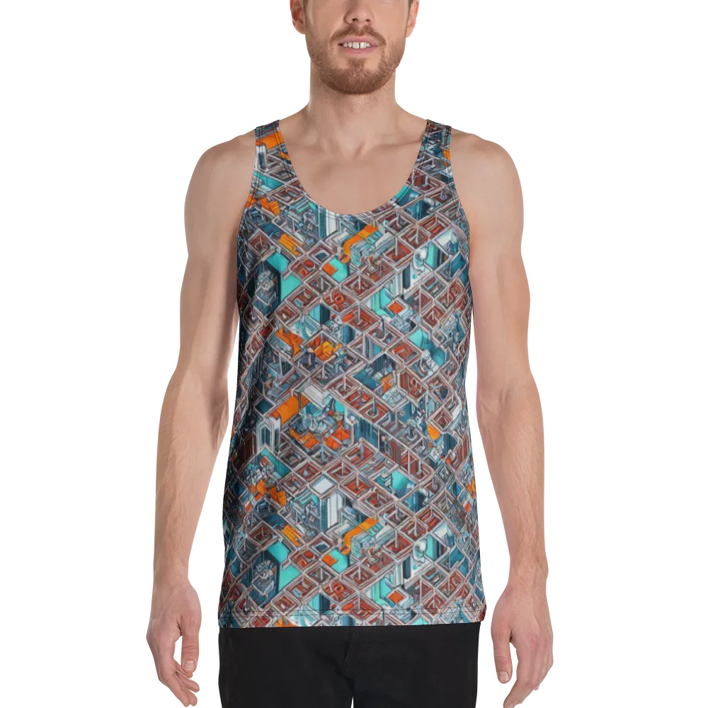 Vermilion Grid on Men's Tank Top — Front
