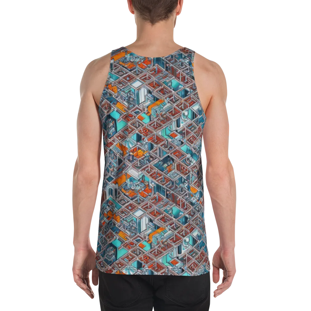 Vermilion Grid on Men's Tank Top — Back