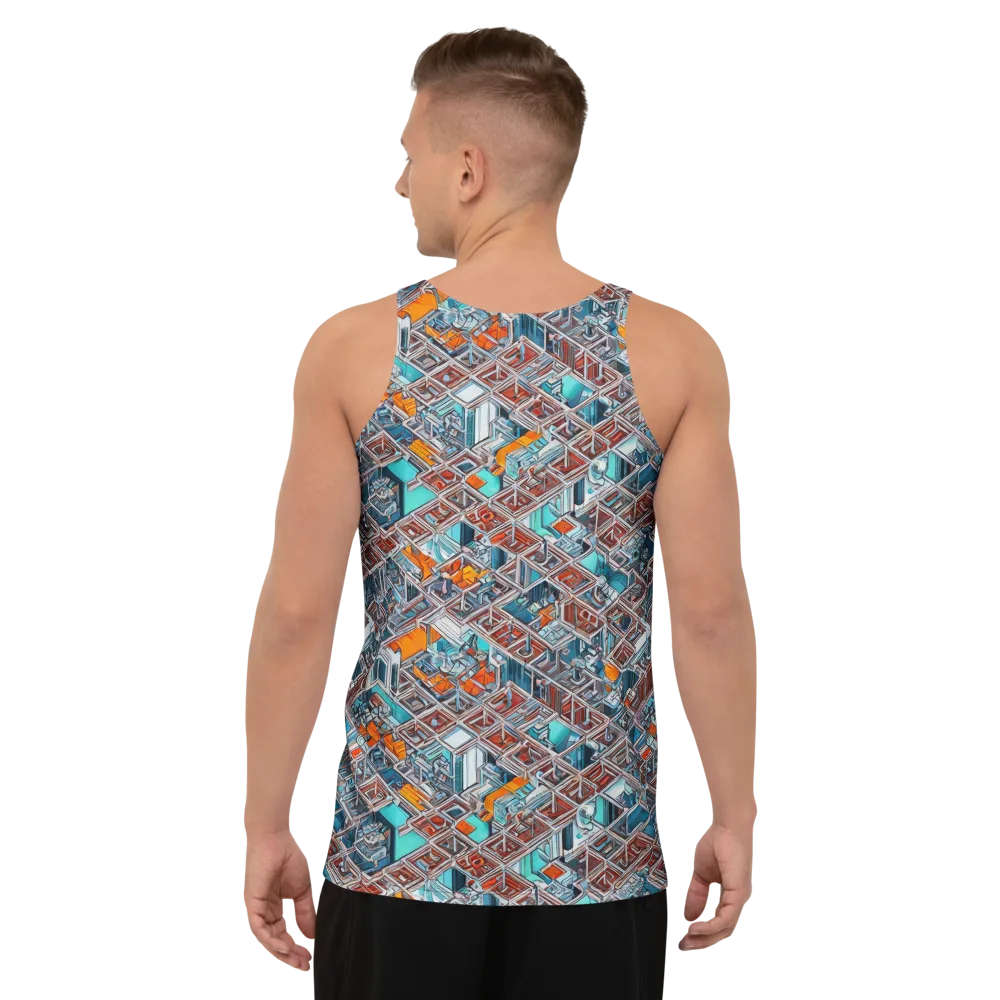 Vermilion Grid on Men's Tank Top — Back