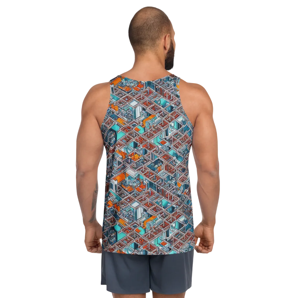 Vermilion Grid on Men's Tank Top — Back