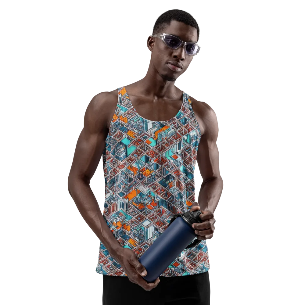 Vermilion Grid on Men's Tank Top — Front