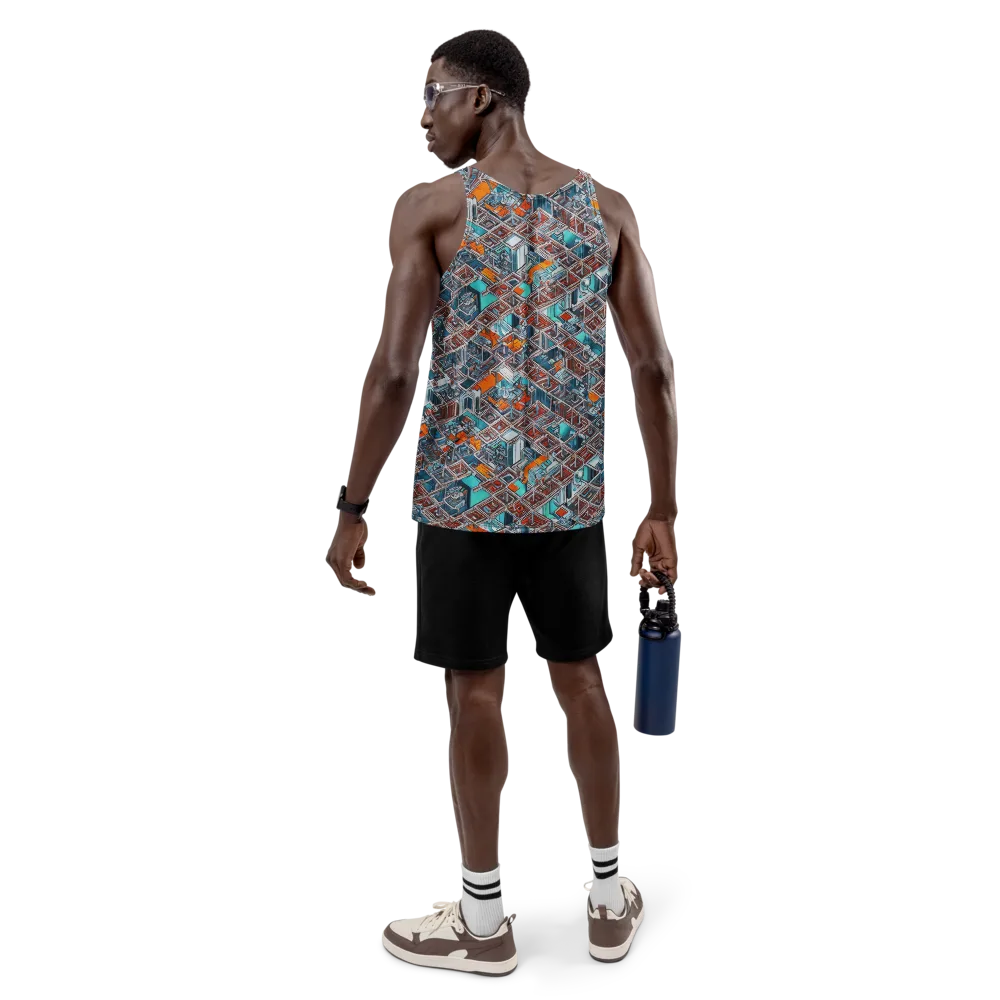 Vermilion Grid on Men's Tank Top — Back