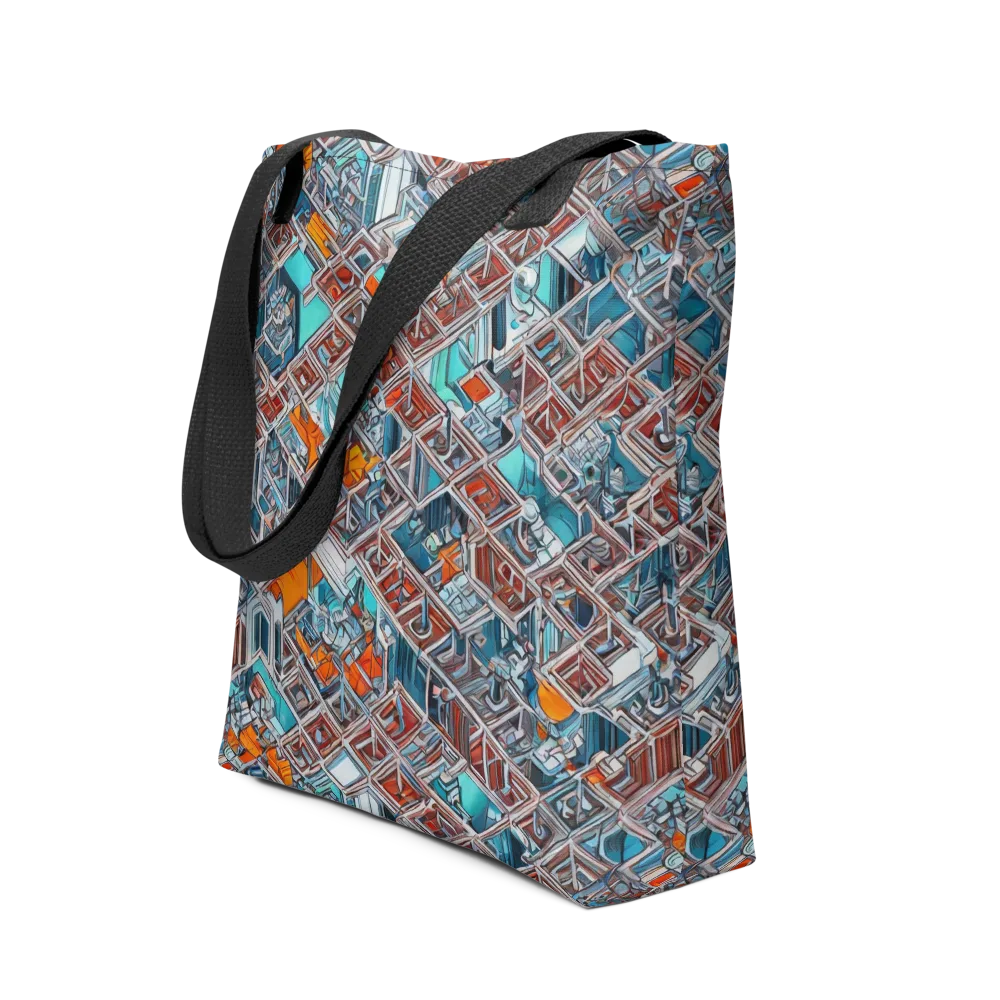 Vermilion Grid on Tote Bag — Front