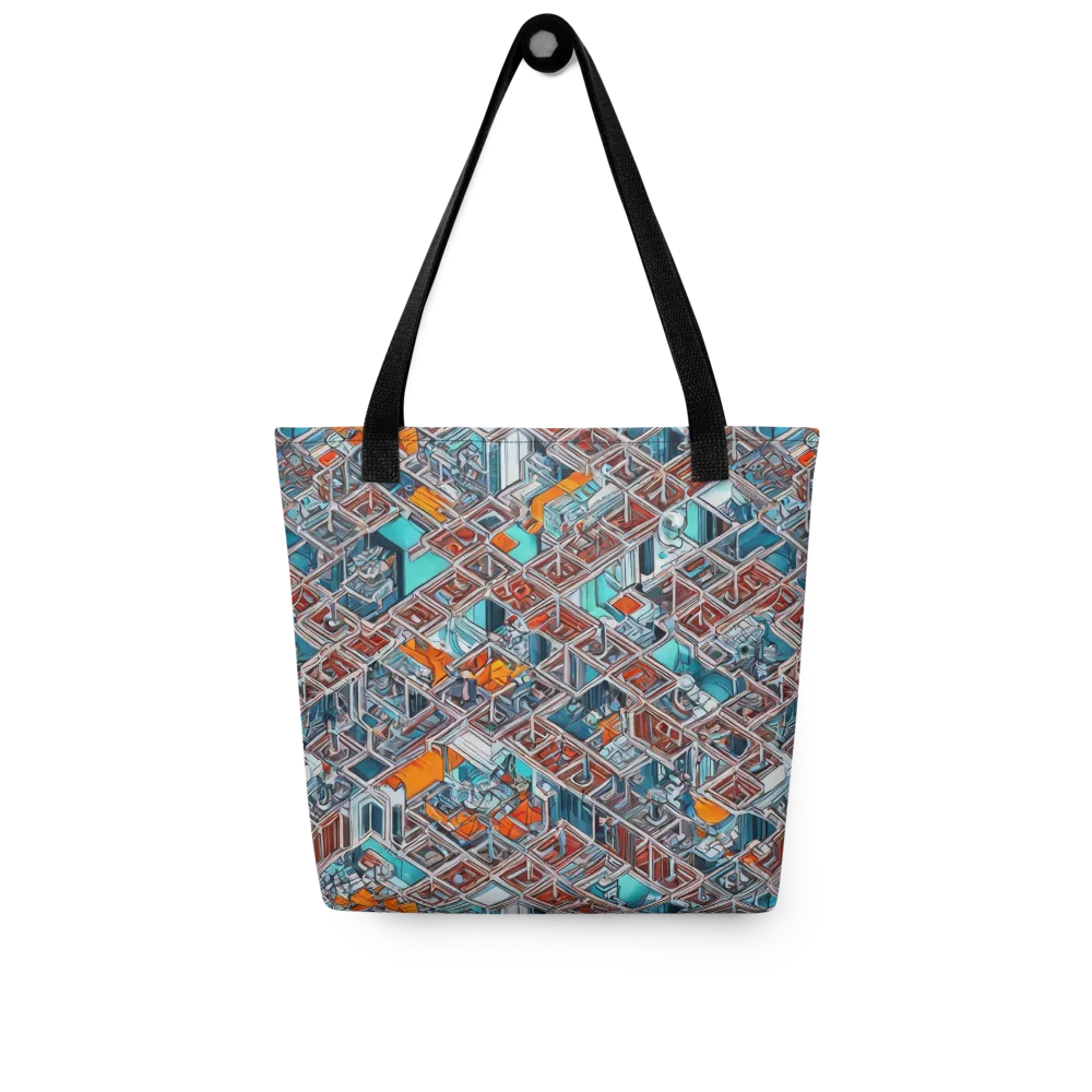 Vermilion Grid on Tote Bag — Front