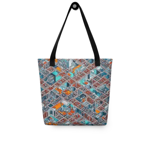 Vermilion Grid on a Tote Bag