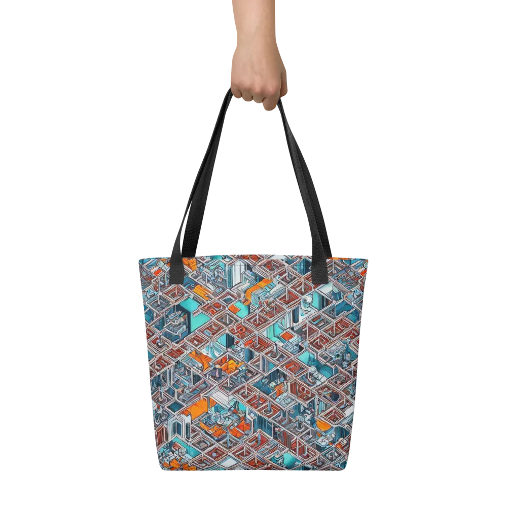 Vermilion Grid on Tote Bag — Front