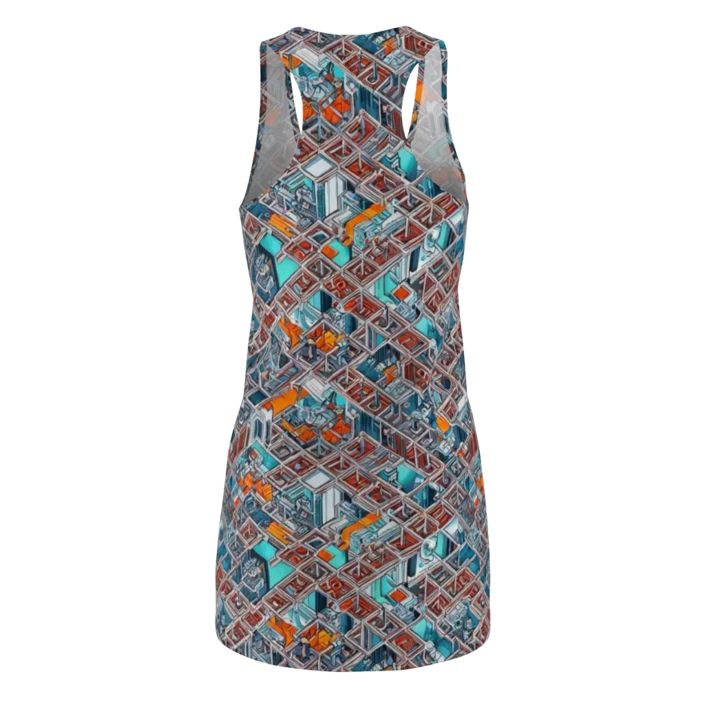 Vermilion Grid on Racerback Dress — Back