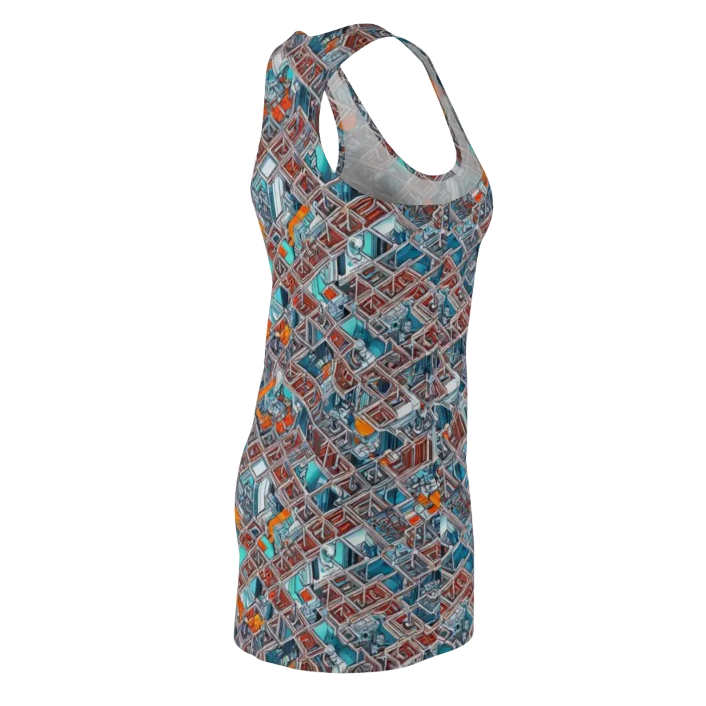 Vermilion Grid on Racerback Dress — Back Side