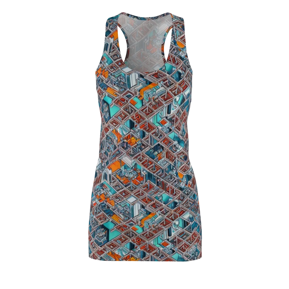 Vermilion Grid on Racerback Dress — Front