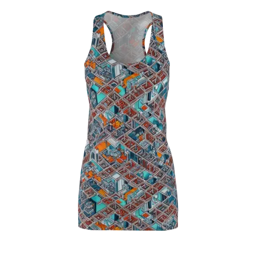 Vermilion Grid on a Racerback Dress