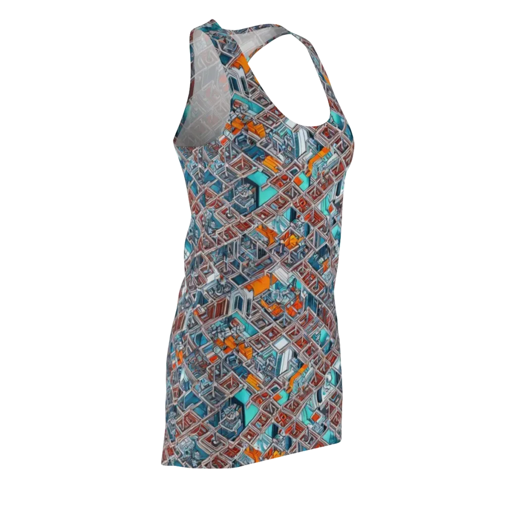Vermilion Grid on Racerback Dress — Front Side