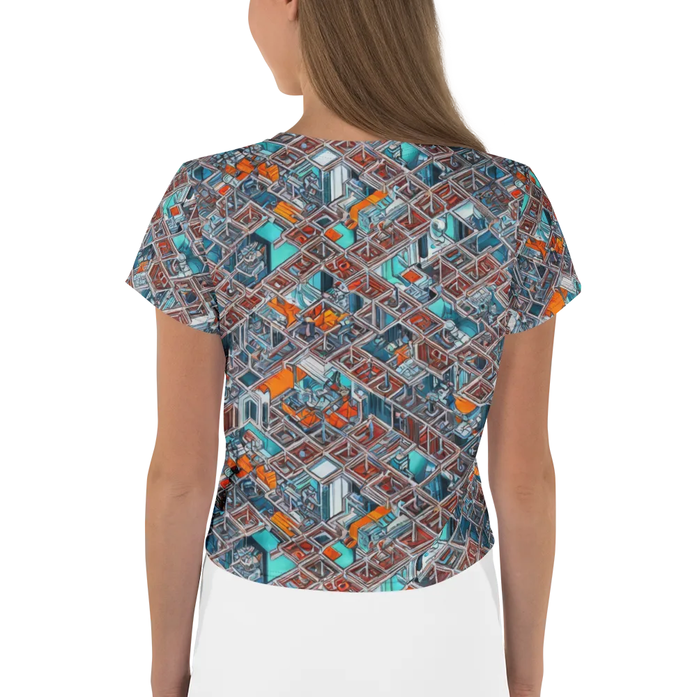 Vermilion Grid on Crop Tee — Back