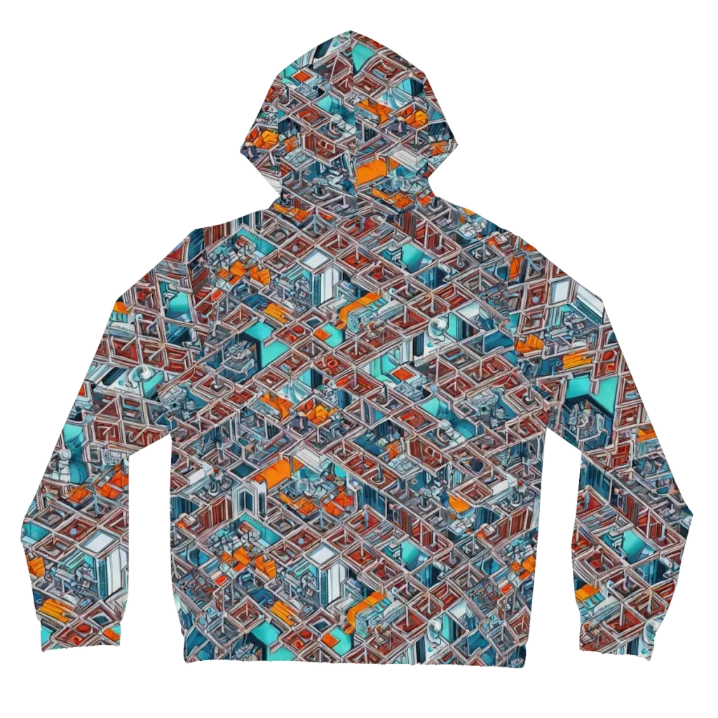 Vermilion Grid on Women's Full-Zip Hoodie — Back