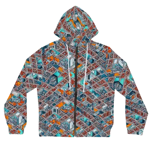 Vermilion Grid on a Women's Full-Zip Hoodie