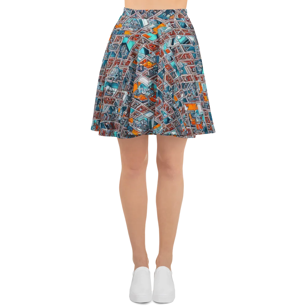 Vermilion Grid on Skater Skirt — Front