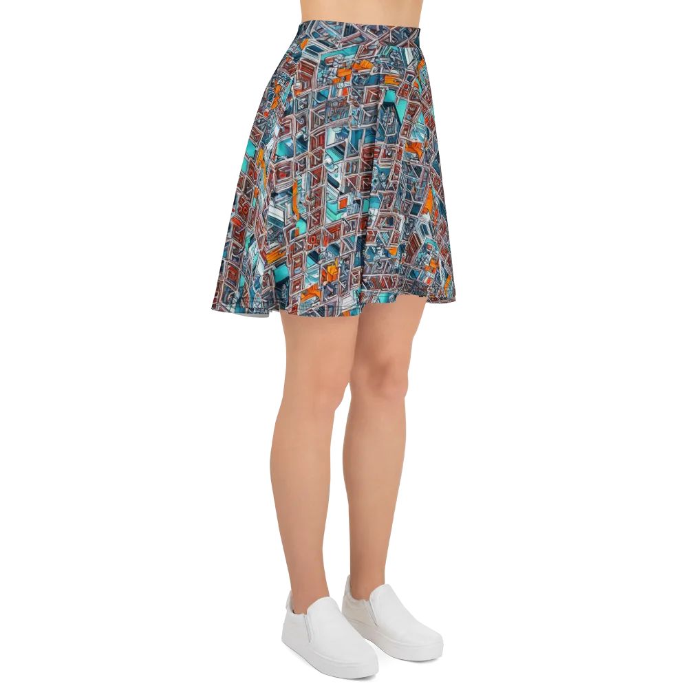 Vermilion Grid on Skater Skirt — Right