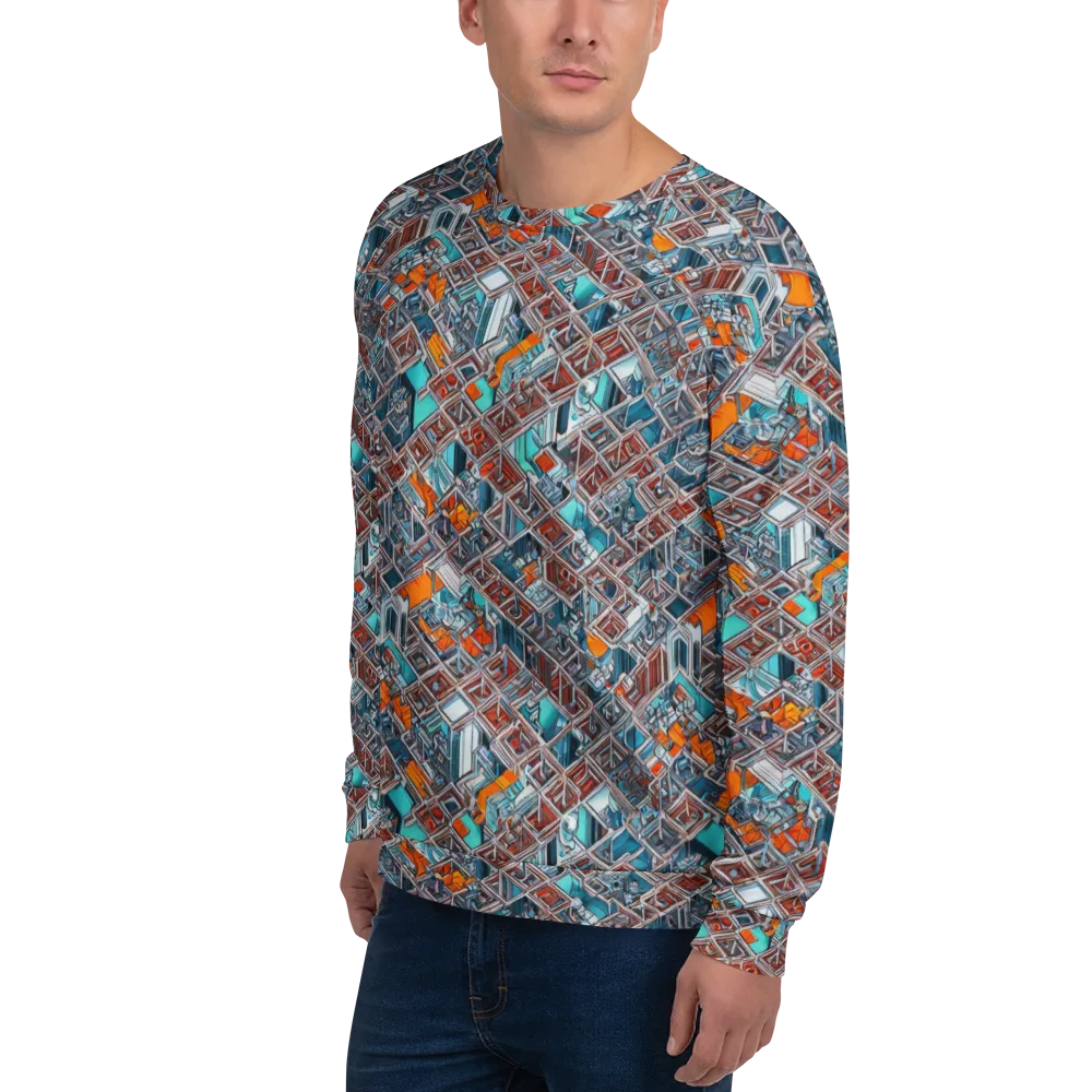 Vermilion Grid on Sweatshirt — Left Front