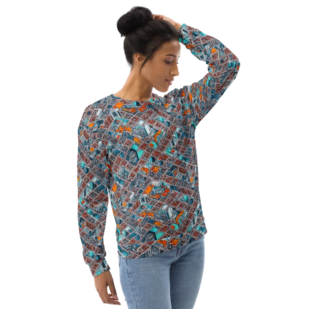 Vermilion Grid on Sweatshirt — Right Front