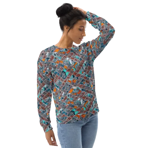 Vermilion Grid on a Sweatshirt