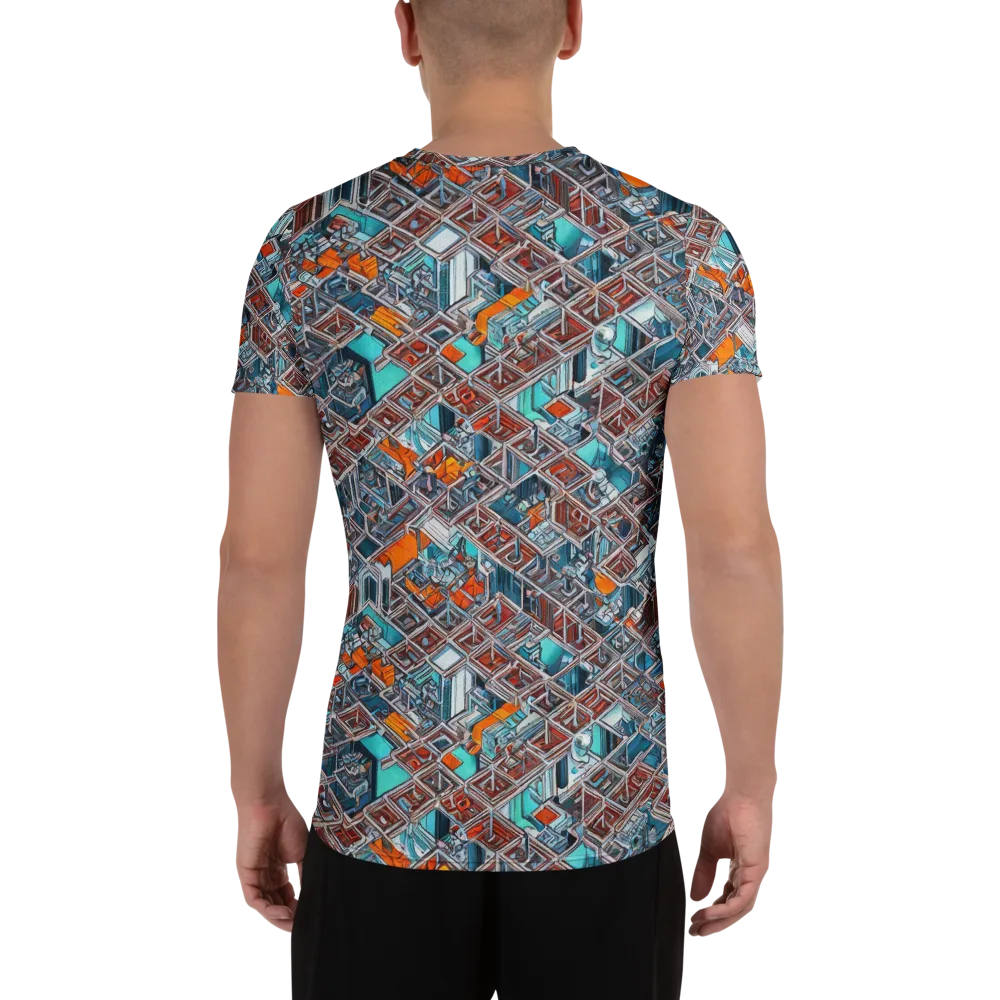Vermilion Grid on Men's Athletic T-Shirt — Back
