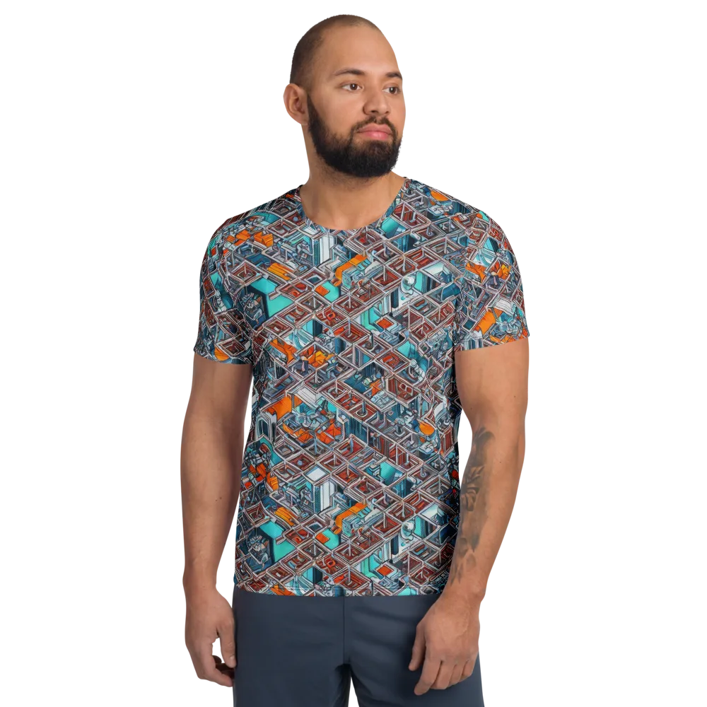 Vermilion Grid on Men's Athletic T-Shirt — Front