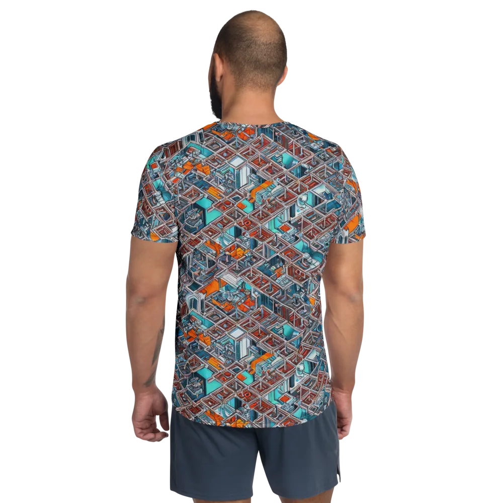 Vermilion Grid on Men's Athletic T-Shirt — Back