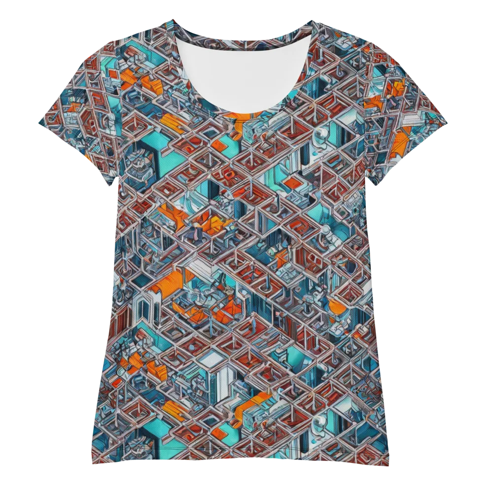 Vermilion Grid on Women's Athletic T-Shirt — Front