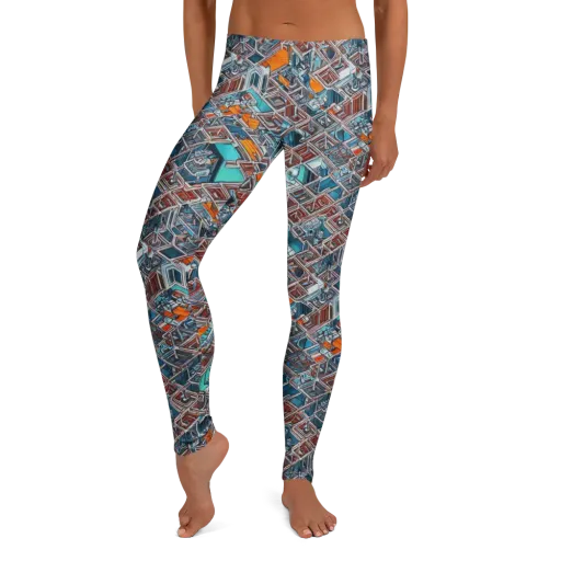 Vermilion Grid on a Leggings