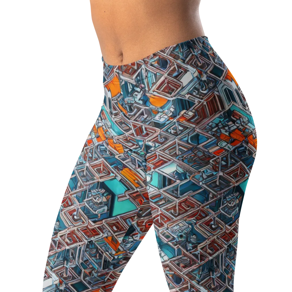 Vermilion Grid on Leggings — Left Front
